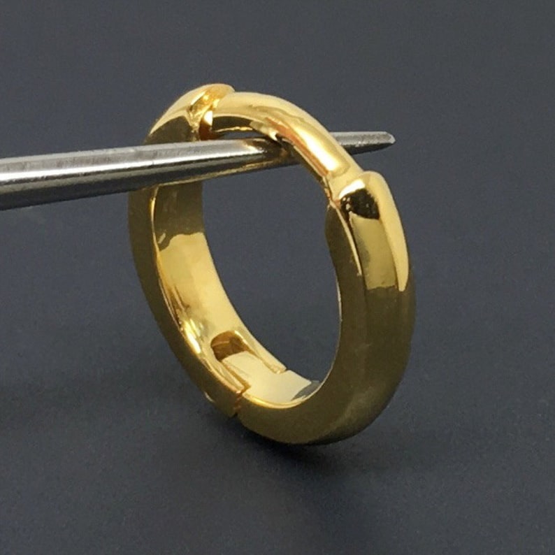 14 or 16 gauge earring solid gold gauged hoop earrings Etsy