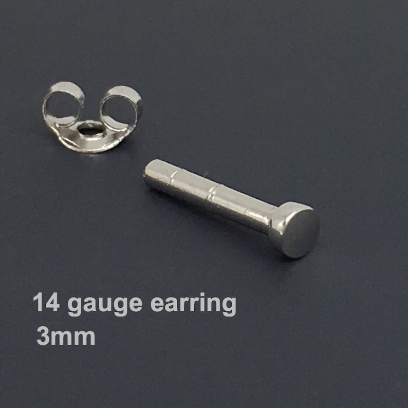 men/'s stud earrings gauge stud earrings 14 gauge earring 4203SW 14G silver cartilage earring 14G gauged stud earring