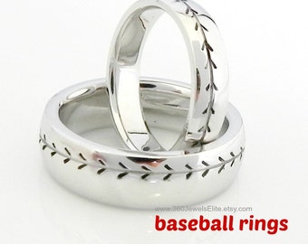 Baseball Ring - Baseball Band - Baseball Pattern - Baseball Design Band - Baseball Pattern - Baseball Wedding Band - Sports Wedding Ring 6mm