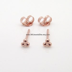 Stud earrings - triple dot stud earrings - rose gold plated stud earrings - cartilage earring - helix earring - men&#39;s stud earrings E314R