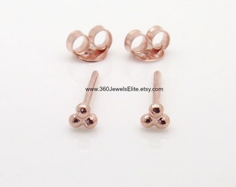 Stud earrings - triple dot stud earrings - rose gold plated stud earrings - cartilage earring - helix earring - men's stud earrings E314R