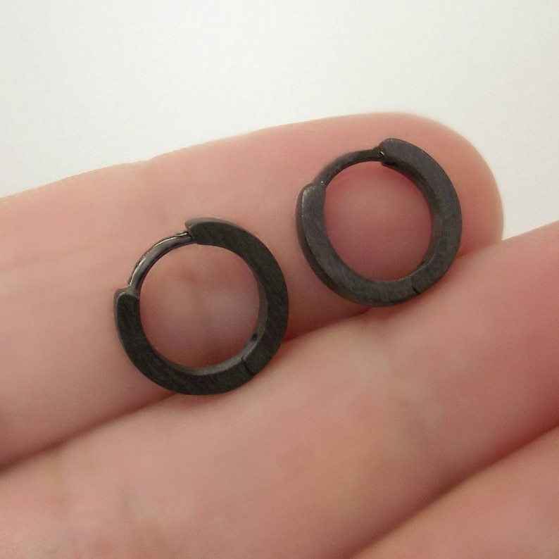 16 Gauge Hoop Earrings 16 Gauge Cartilage Earrings Charcoal Etsy