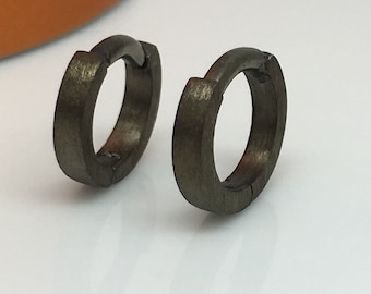 14 gauge hoop earring, charcoal grey hoop earrings, 14 gauge cartilage, 14 gauge conch, men&#39;s hoop earrings, gauged hoop earrings, E130 14G