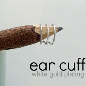 Triple silver bar ear cuff, men&#39;s ear cuff, sterling silver ear cuff, cartilage earring, non piercing hoop earring, non pierced clip on 103W