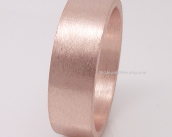 6mm Tube ring- Rose Gold Plated - Over 925 Sterling Silver - Engravable wedding anniversary mens womens flat tube ring - Flat wedding band