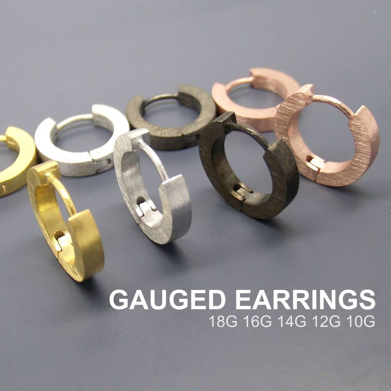 Gauge Hoop Earrings Men's Gold Huggie Custom Men's Etsy