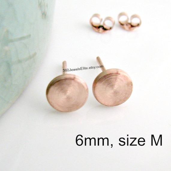 Mens gold stud earrings, brushed 24K gold plated over 925 silver, post  earrings