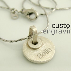 1/2&quot; Engravable Personalized Pendant or Charm - Tiny 925 Sterling Silver - For Necklace Bracelet - Custom Laser Engraving
