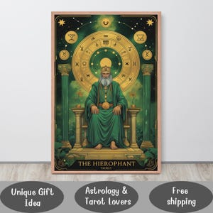Das Hierophant Tarot-Kartenplakat - Vintage okkulte Wandkunst, Astrologie & spirituelles Dekor, Tarot-Lesung Druck, witchy Hausästhetik