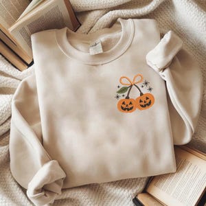 Pumpkin Cherry Coquette Embroidery Design, Autumn Girly Machine Embroidery, Halloween Fall Embroidery File