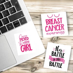 Breast Cancer Awareness Stickers/Breast Cancer Stickers/Her Battle is My Battle/Cancer Picked the Wrong Girl/F-Kanker-sticker