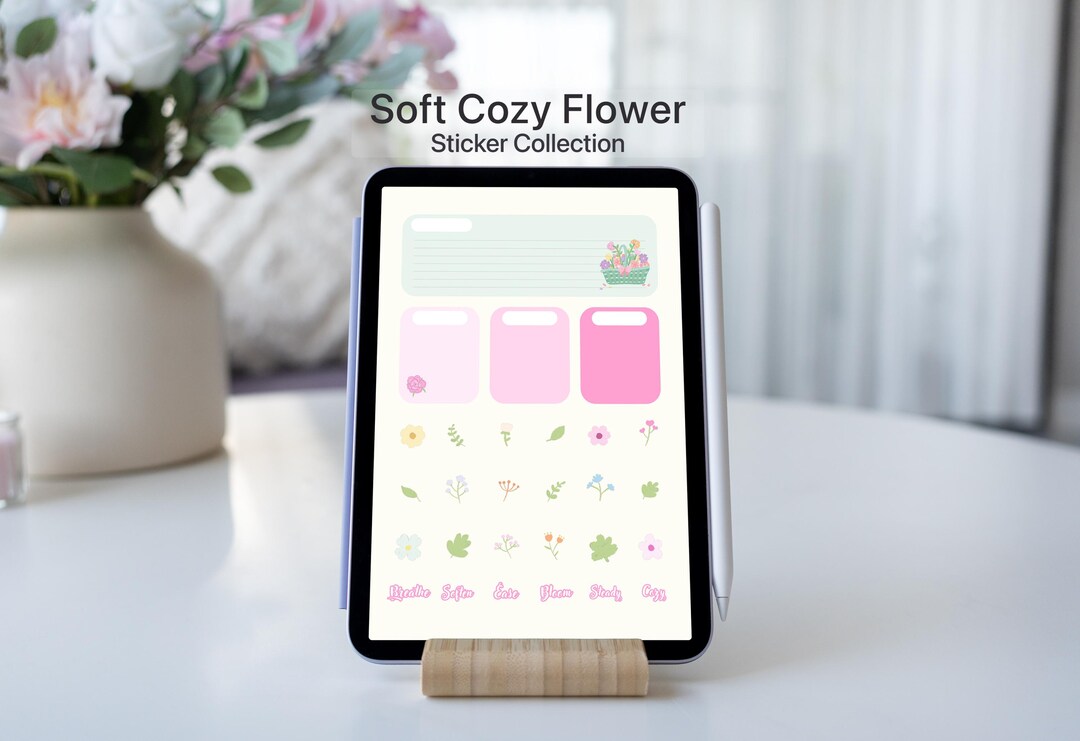 Soft Cozy Flower – Digital Planner Sticker Pack | Goodnotes PNG ...