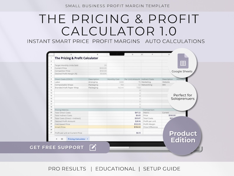 The Pricing & Profit Calculator 1.0 | Product Pricing Spreadsheet ...