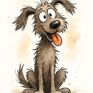 Digital Print, Watercolor dog, Wall Art, Cute Cartoon Dog Wall Art Print Dog Illustration for Kids Room,  Playroom Art, Animal Lover Gift