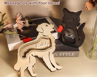 Personalisierte Tierhaare Erinnerungsbox,Haustierfell Andenken,Holz Haustier Statue,Katze Andenken Geschenk,Haustier Verlust Geschenk,Weihnachtsgeschenke für Tierliebhaber