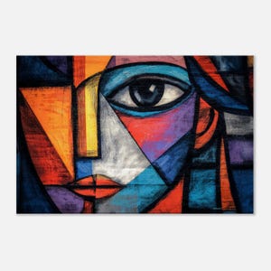 Geometric Abstract Cubist Face Canvas Print by ARTTOR