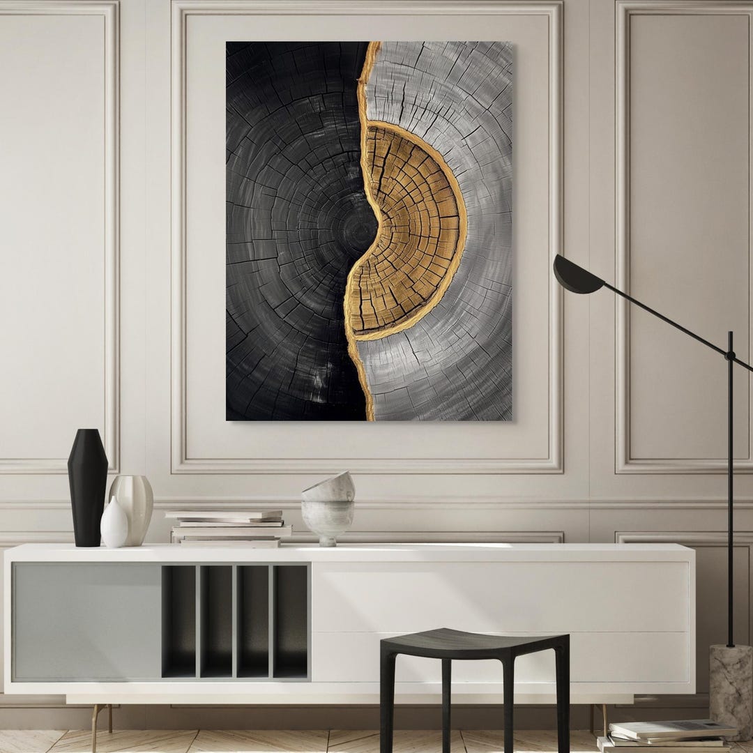 Tree Rings Abstract Canvas Wall Art, Wood Grain Tree Rings Art, Nature ...