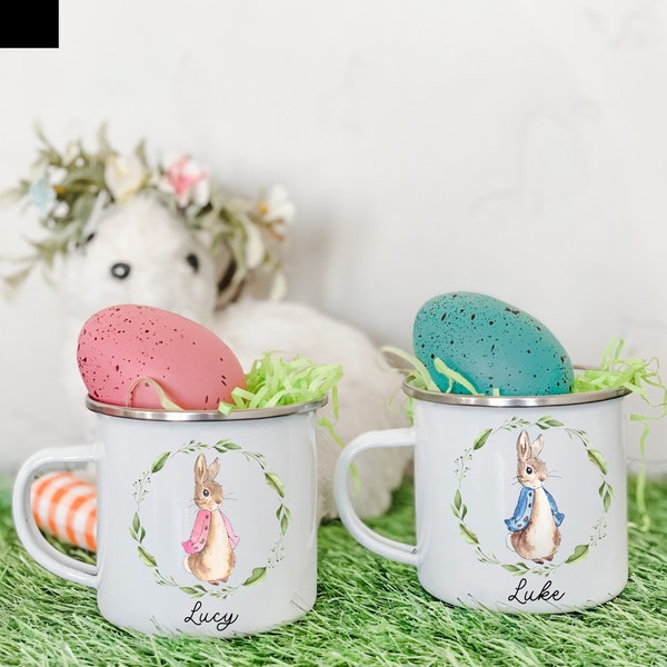 Personalized Bunny Mug, Easter Gift for Kids, Custom Kids Cup, Peter Rabbit, Easter Basket Stuffer, Stocking Stuffer, Bunny Mug, Toddler Cup