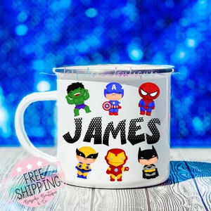 Personalized Superhero Mug for Boys, Boys Birthday Gift, Custom Cup for Kids, Kids Christmas Gift, Boys Easter Gift, Boys Valentines Gift