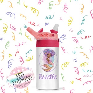 Mermaid Kids Water Bottle, Mermaid Gifts for Girls, Mermaid Kids Tumbler  With Name, Mermaid Kids Sippy Cup 12oz 