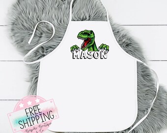 Children/'s Art and Craft Smock Dinosaur Custom Baking Apron Party Gift Boy Personalized Birthday Gift