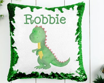 sequin dinosaur pillow