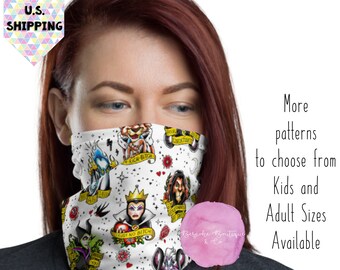 Kids & Adults Neck Gaiters | 54 Options | Face Mask | Buff | Mouse Ears, Castle, Starbucks, Mermaid, Floral, Matching Disney, WDW, Villains