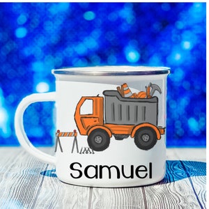 Personalized Dump Truck Mug, Boys Christmas Gift, Boys Easter Basket Stuffer, Kids Valentines Gift, Boys Birthday Gift, Stocking Stuffer