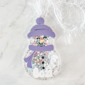 Personalized Christmas Ornament, Stocking Tag for Girls, Babies First Christmas, Snow globe Ornament, Pastel Christmas, Hand Made ornament