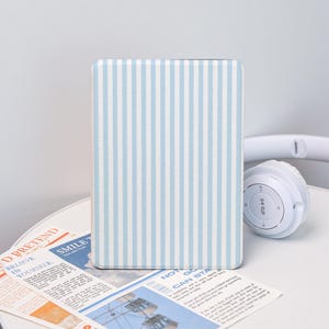 Blue Stripe Harmony Case With Hand Strap for Kindle 2025, Kindle 12/11/10/8, Kindle Paperwhite 12/11/10, Kindle 6&#39;&#39;/6.8&#39;&#39; Case, Gift for Her