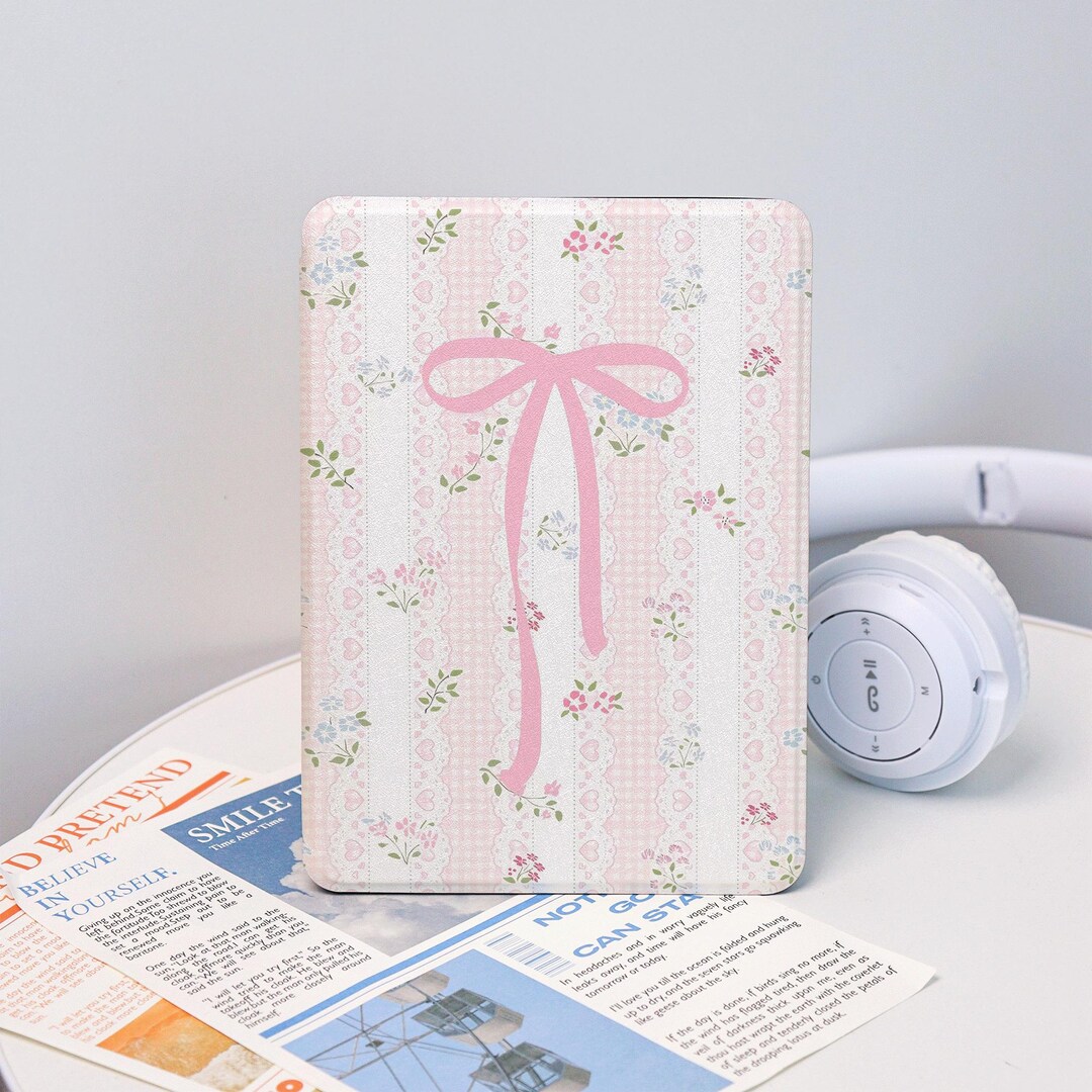 Floral Lace Bow Case With Hand Strap for Kindle 2025, Kindle 12/11/10/8 ...