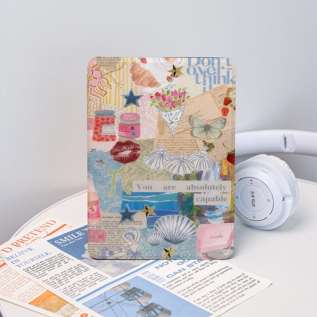 Chic Blue Collage With Hand Strap for Kindle 2025, Kindle 12/11/10 ...