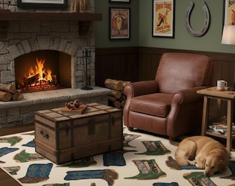 Hand Knotted Cowboy Boots Rug | Western Wool Area Carpet