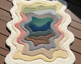 Handgegolfd getuft vloerkleed – kleurrijk gelaagd boho-decor