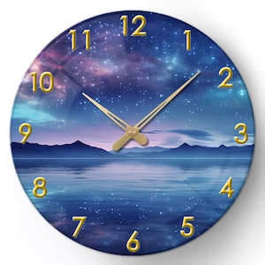 Night Sky Clock, Astronomy-Inspired Clock, Starry Sky Atmosphere Clock, Unique Clock Design, Gifts for Nature Lovers, Home Silent Clock