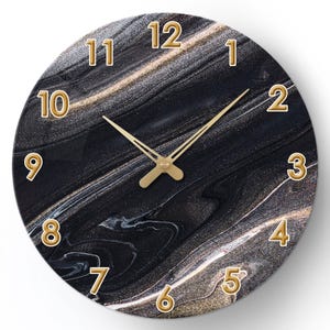 Black Marble Art Clocks, Living Room Mantel Clocks, Contemporary Wall Clocks, Living Room Decoration, New Home Gifts,Modern Home Decor