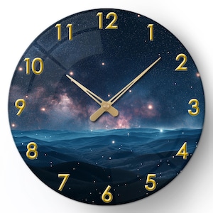 Dreamy Star Sea Glass Handmade Wall Clock, Galaxy-inspired Exquisite Wall Clock, Starry Night Sky Clock, Unique Galaxy Jewelry, Wall Clock
