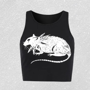 Gothic Mouse Tank Top, Women Streetwear Tops, O Neck Knitted Basic Tank Top - y2k Fashion