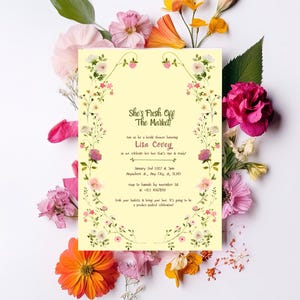 Farmers Market Bridal Shower Invitation: Hand-Drawn Floral Design (Digital Download)