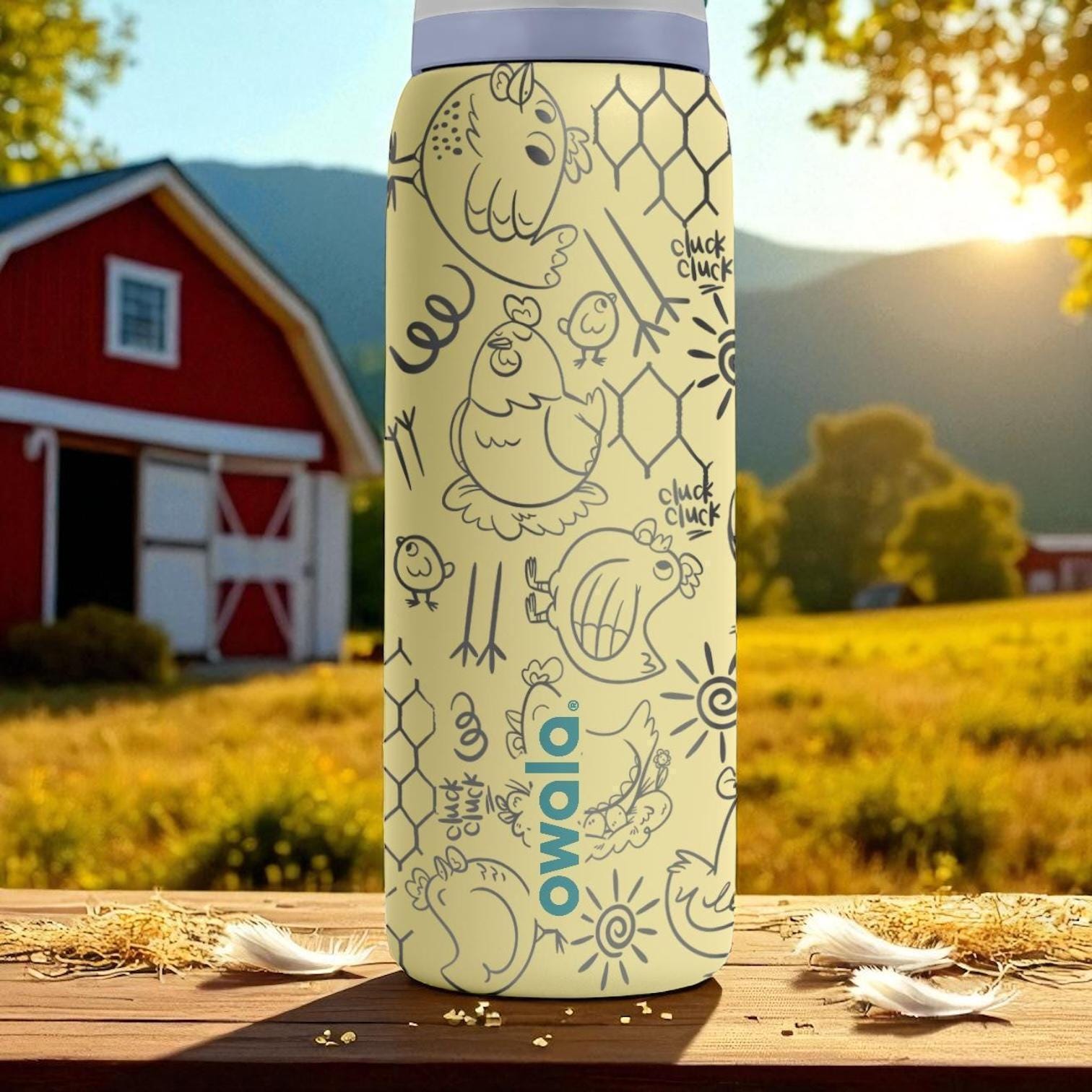 Engraved Chicken Owala Bottle – Funny Farm Animal Tumbler With