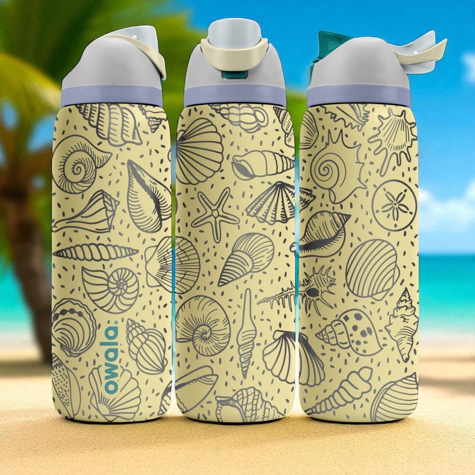 Seashell Engraved Owala Tumbler – 16oz 24oz 32oz 40oz Beach Cup