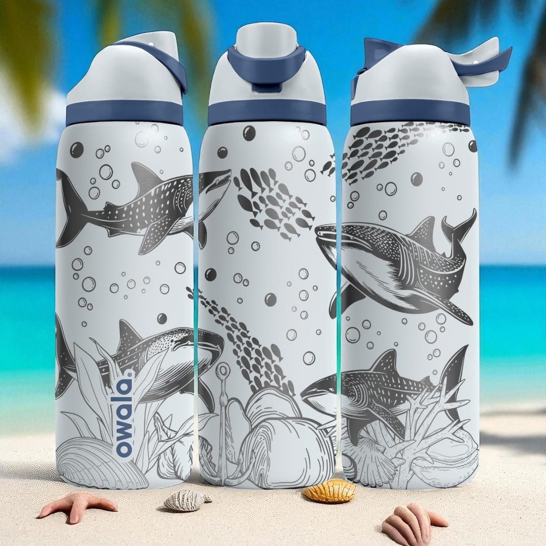Whale Shark Ocean Tumbler – 16oz 24oz 32oz 40oz Custom Engraved