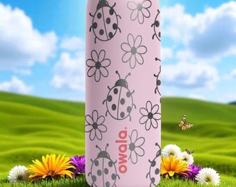 Heve ヘイヴ LADYBUG Engraved Ladybug Tumbler – Pink Owala Water Bottle With
