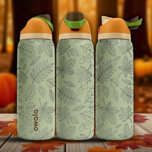 Autumn Leaves Owala Tumbler – 16oz 24oz 32oz 40oz Engraved FreeSip Bottle with Fall Foliage Wrap – Cozy Gift for Her