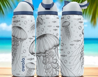 Jellyfish Engraved Owala Tumbler – Ocean Vibes Gift 40oz 32oz 24oz – Marine Sea Life Laser Etched Water Bottle