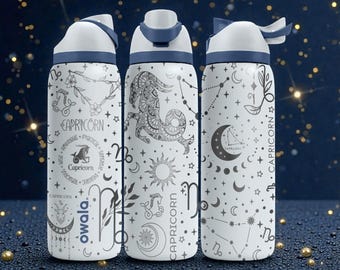 Steinbock Owala Flasche - Sternzeichen Bergziege Konstellation Kunst - Astrologie Geschenk Edelstahlbecher 16oz 24oz 32oz 40oz ⸻