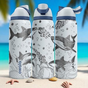 Whale Shark Ocean Tumbler – 16oz 24oz 32oz 40oz Custom Engraved Owala FreeSip Bottle – Marine Gift for Divers & Sea Life Fans
