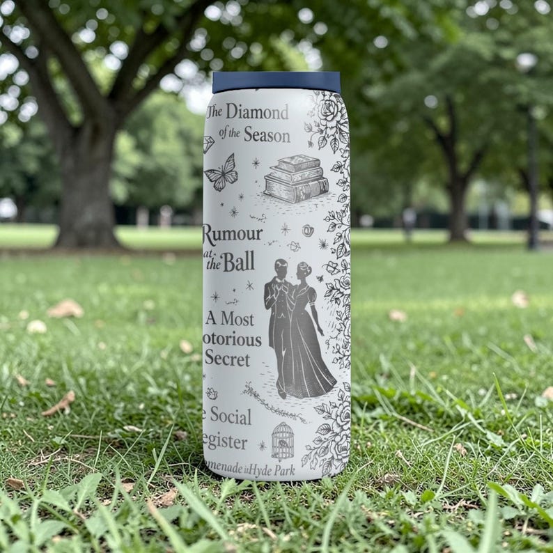 Regency Romance Gravierte Owala Flasche - Vintage Society Muster - Bücherliebhaber Edelstahl Wasserflasche 16oz 24oz 32oz 40oz ⸻ Bild 9