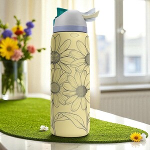 Daisy Floral Engraved Owala Tumbler – 16oz 24oz 32oz 40oz Yellow Wildflower FreeSip Cup – Cottagecore Gift image 8
