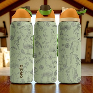 Horse Engraved Owala Tumbler – 16oz 24oz 32oz 40oz FreeSip Cup with Floral Ranch Wrap – Gift for Horse Girls and Equestrian Lovers